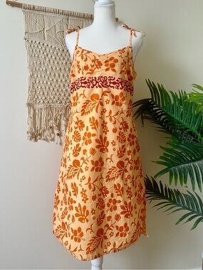 Vintage Y2K American Eagle Tropical Floral Sundress Size 10 100% Cotton